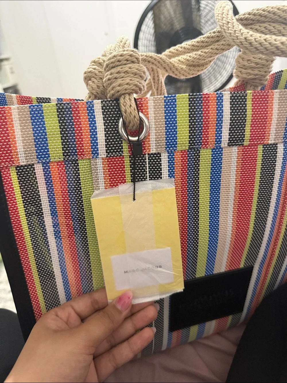 Marc Jacobs Multicolor Striped Canvas Tote with Rope Handles